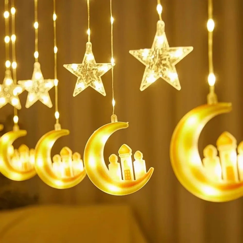 Celestial Glow Moon & Star Curtain Lights