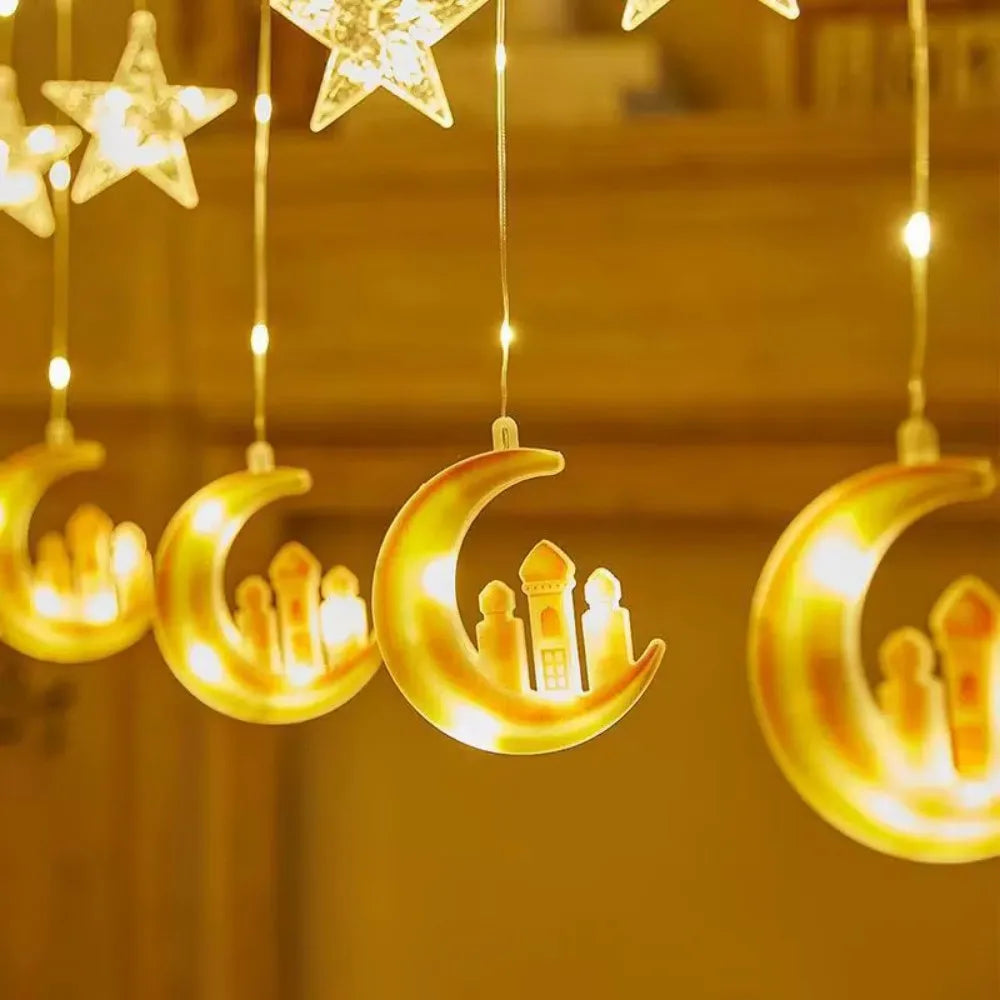Celestial Glow Moon & Star Curtain Lights