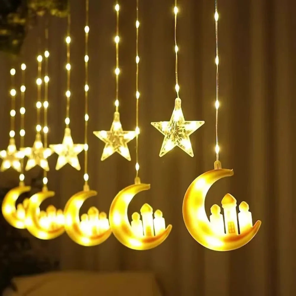 Celestial Glow Moon & Star Curtain Lights
